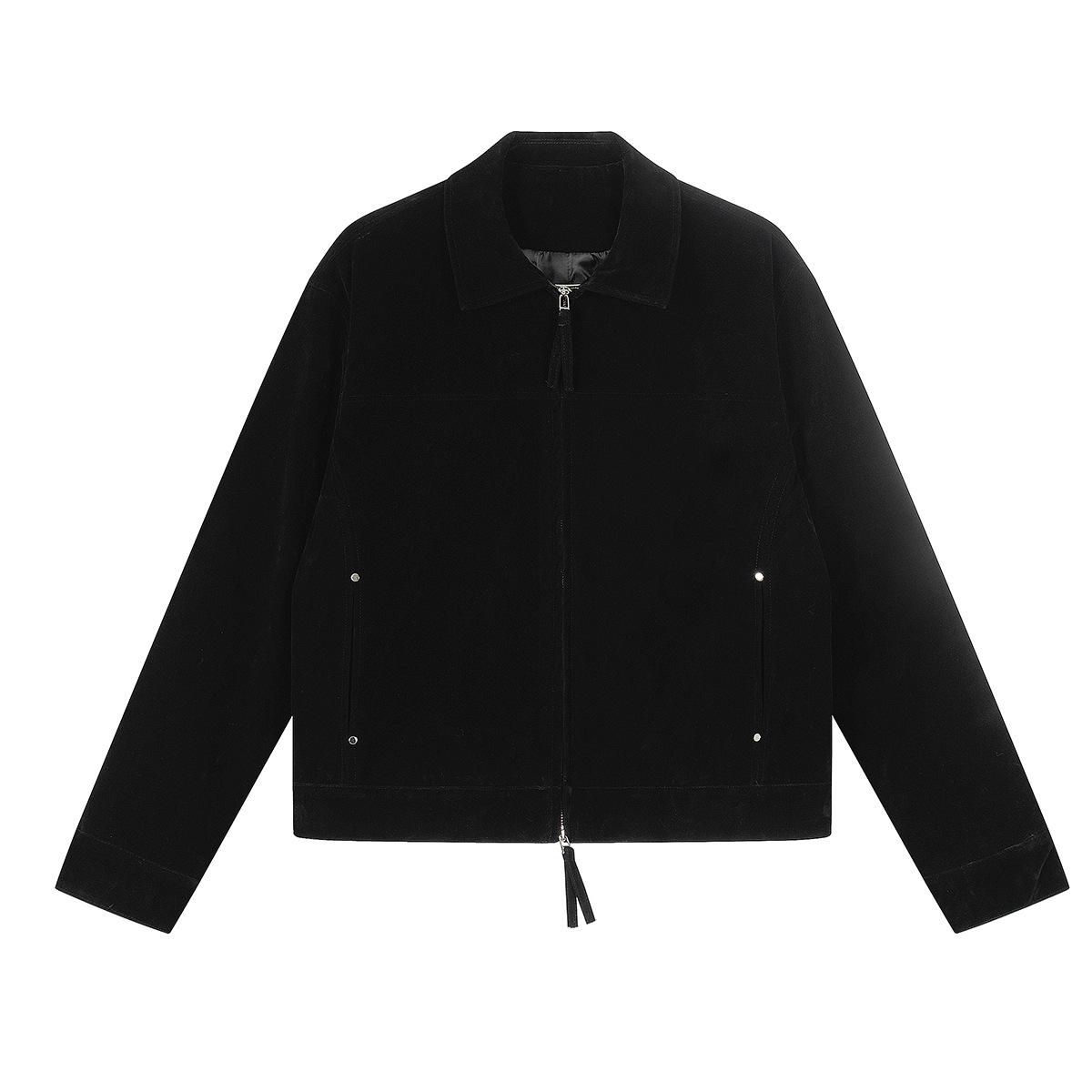 Tide brand autumn American retro suede washed leather jacket locomotive jacket lapel jacket M