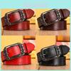 Pulaiteqi Vintage Leather Belt For Women With Round Buckle Elegant Two Layer Cowhide Accessory