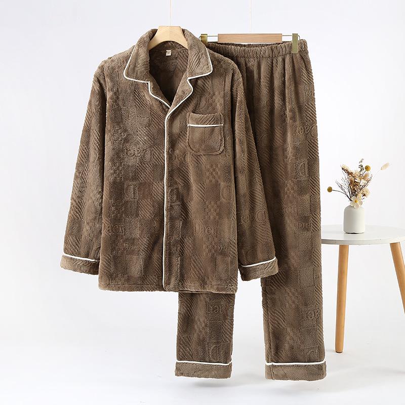 Herbst/Winter Sea Island Samt Partner-Pyjamas: Damen Warm & Herren Verdicktes Korallenfleece Hauskleidung