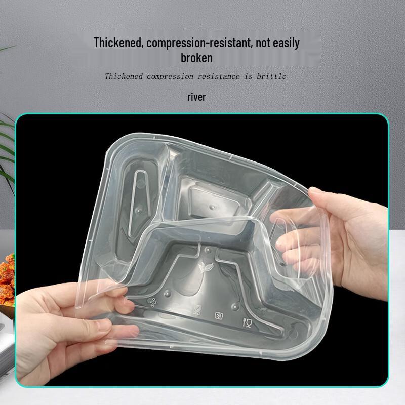 Disposable 4-Compartment Food Container with High Lid