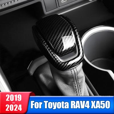Car Gear Shift Knob Gear Head Cover Trim For Toyota RAV4 2019 2020 2021 2022 2025 2024 RAV 4 XA50 Hybrid ABS Carbon Accessories