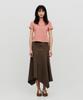 Sillot Asymmetric Low Cut Cotton Long Skirt (Khaki)