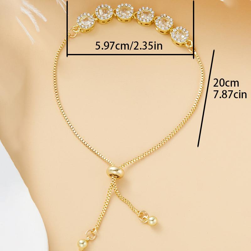 Korean Style New Luxury Crystal Cubic Zirconia Pendant Bracelet Women Round Shiny Rhinestone Bangle Zircon