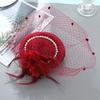 Women Fascinator Hat Feather Mesh Imitation Pearls Decor Pillbox Hat Small Top Hat Daily Party Hair Accessory