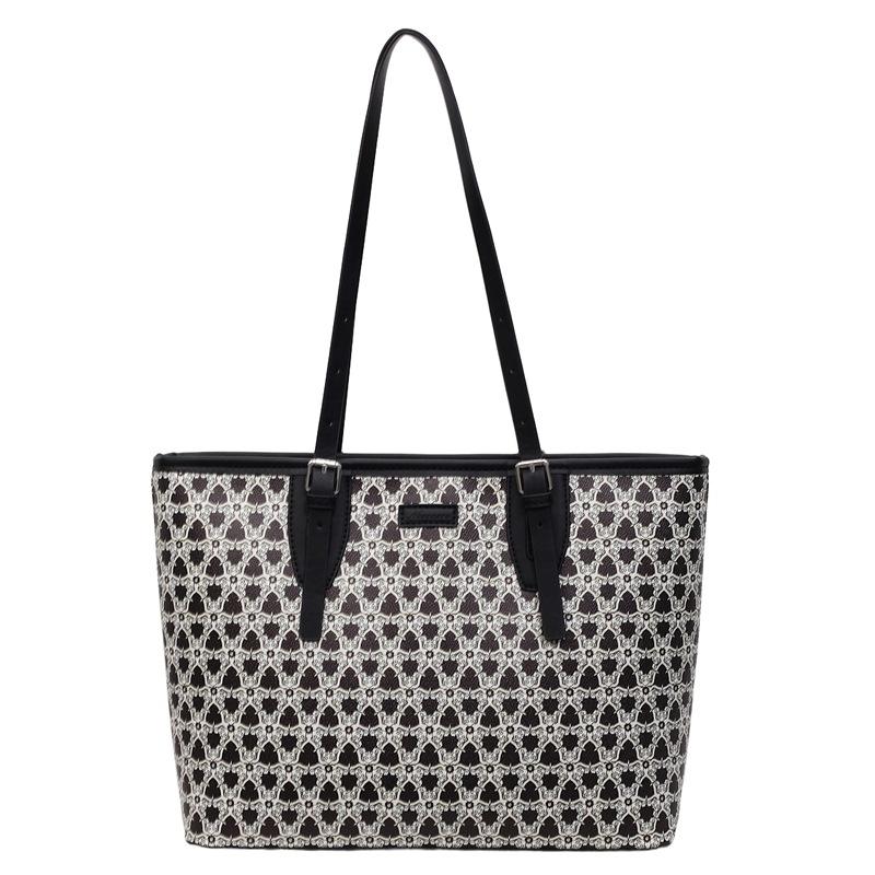 

Женская новая высококачественная универсальная сумка-тоут большой вместимости с принтом, сумка через плечо для работы и выхода в свет, сумка подмышку чёрный