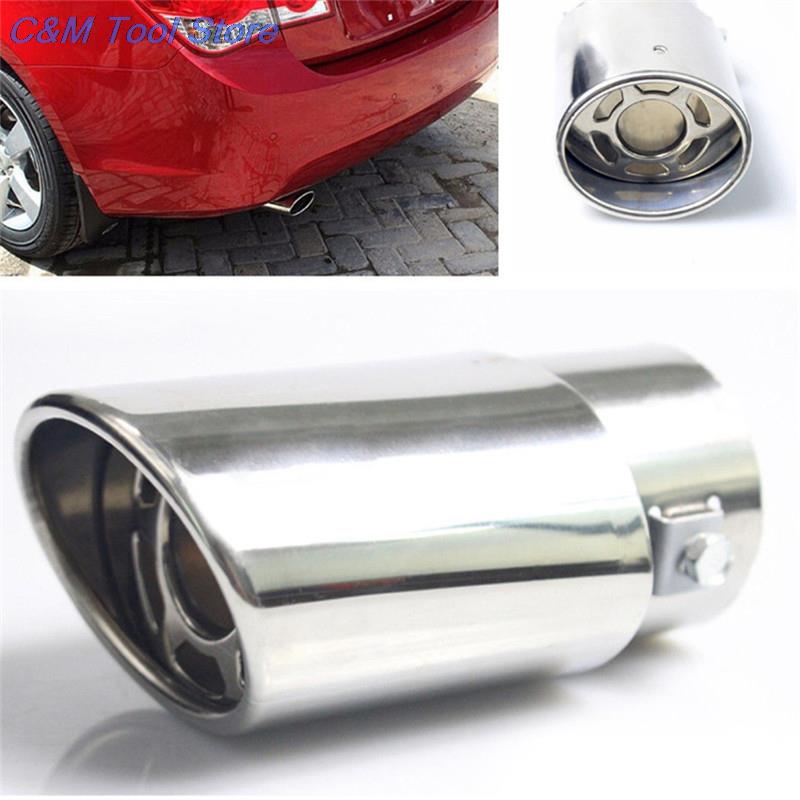 1pc Chrome Trim Modified Car Liner Pipe Stainless Steel Car Exhaust Muffler Tip Pipe  Exhaust System