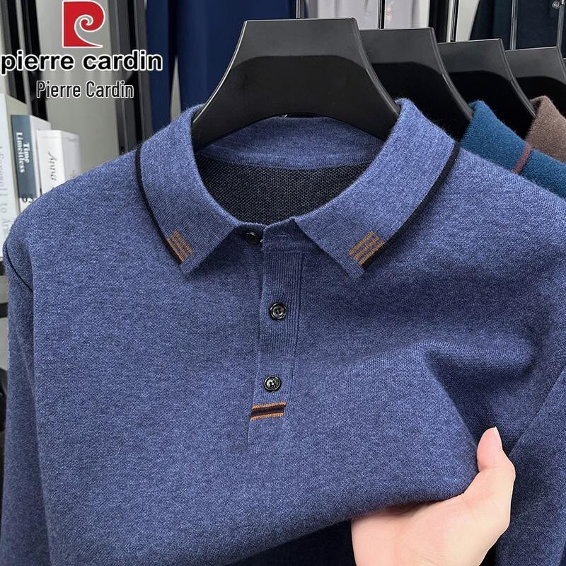 Pierre Cardin Men's Autumn/Winter Polo Collar Thickened Knit Sweater