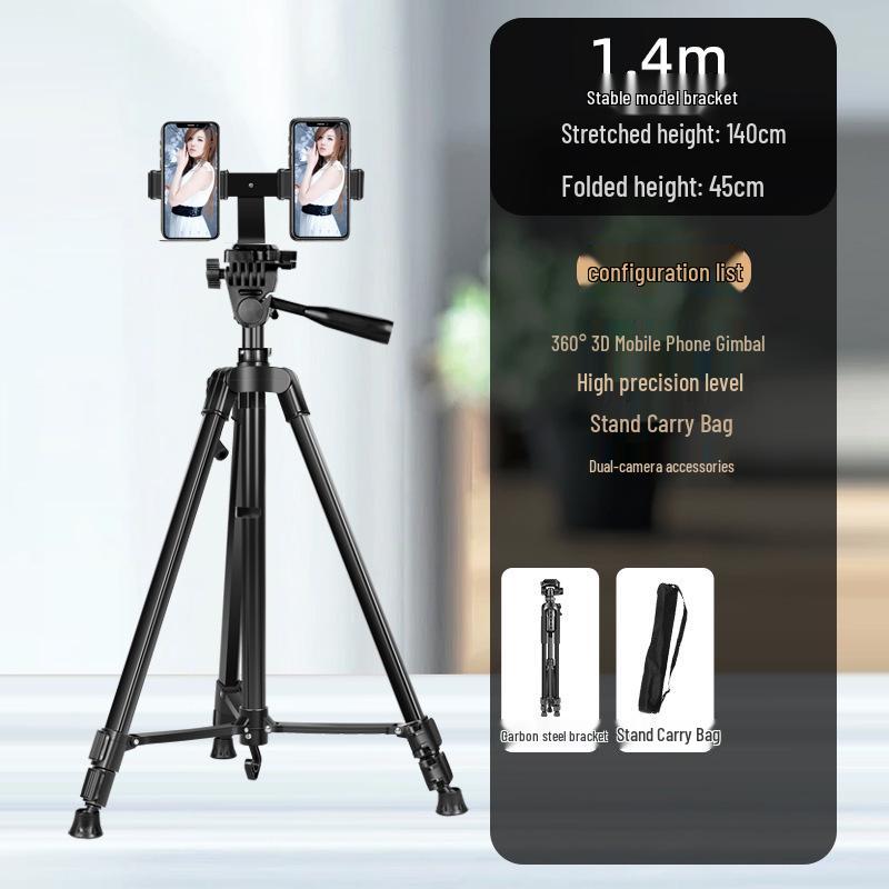 2024 Dual-Phone Professional Live Streaming Tripod for Outdoor Use