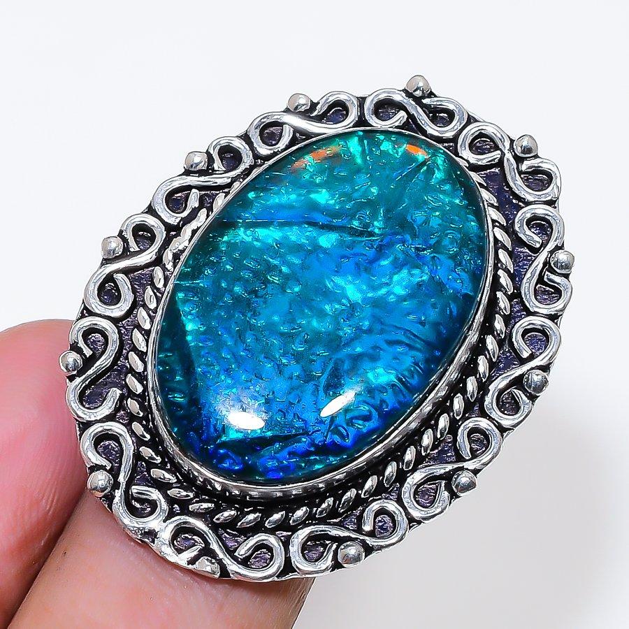 Natural Blue Triplet Opal Gemstone 925 Sterling Silver Jewelry Ring Size 10 AR-18647