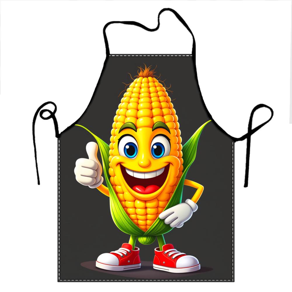 Corn Cartoon Character Apron Kitchen Cooking Wear Fun Food Theme Adult Apron For Cooking Baking Grilling Party Gift