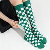 Korean Checkerboard Long Socks Fashion Socks High Tube Harajuku Street Black White Plaid Stockings