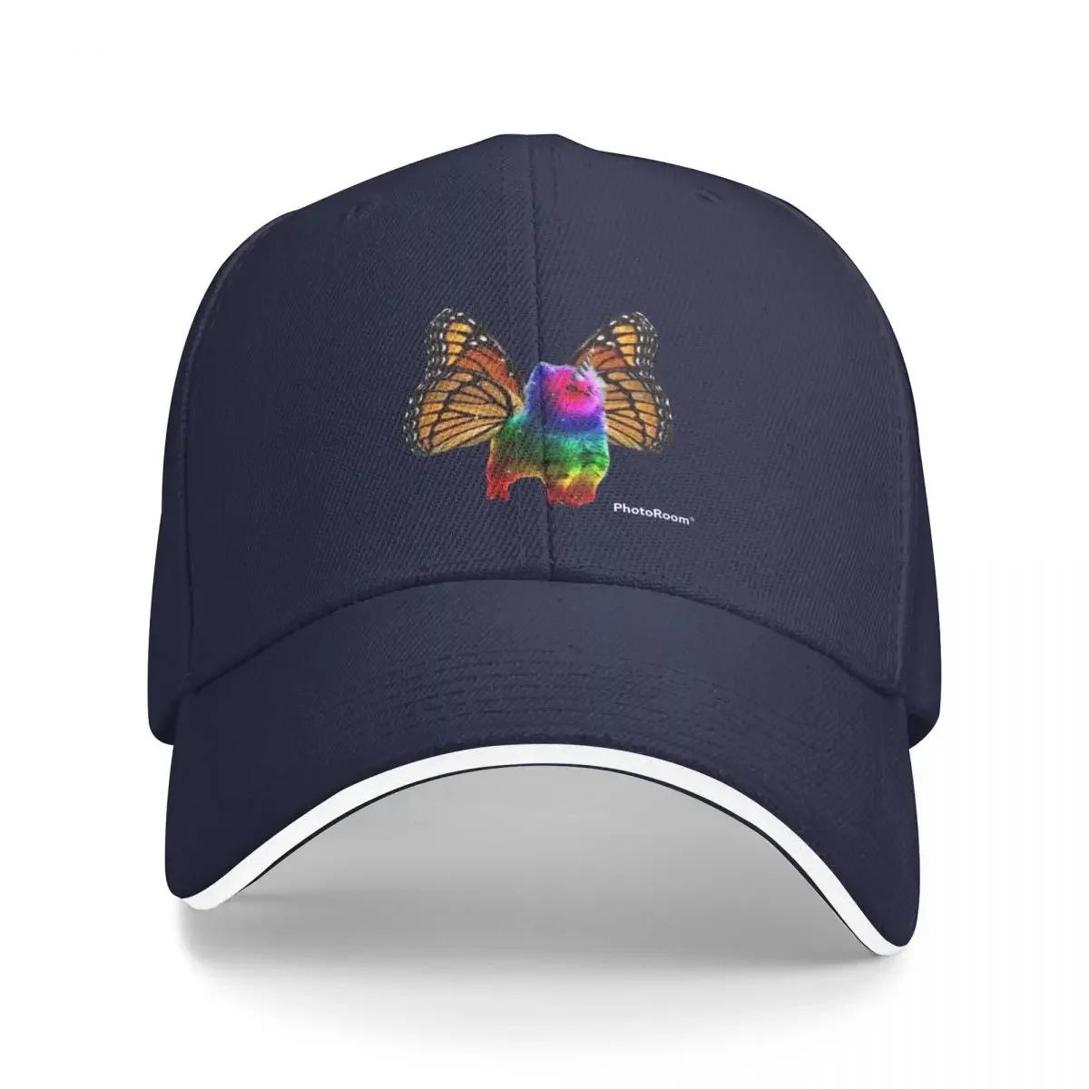 

Бейсболка Butterfly Rainbow Unicorn Kitten Cap Sunscreen Rugby For Women Mens Adjustable темно-синий