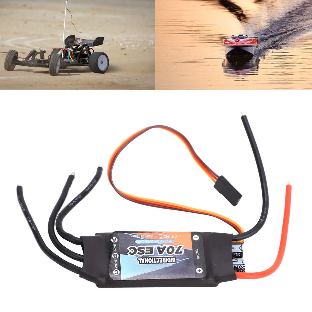 RC Electric Speed Controller 70A Bidirectional Electronic Components RC Brushless ESC for RC Boat Underwater Propeller