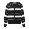 Women's Korean Striped Knit Cardigan - Loose, Thin, Long Sleeve, Round Neck, Spring/Autumn Fashion