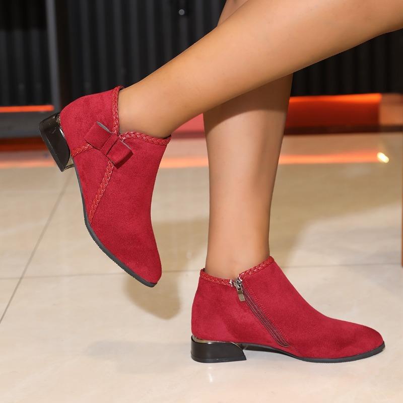 Fashion 2024 Autumn Winter Ankle Boot Women Short Tube Versatile Soft Leather Booties Mother Low Heel Fashion Comfortable Pointed Shoes