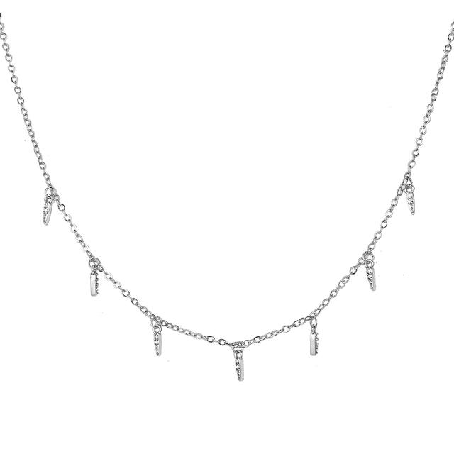 

ANENEJERY Жіноче намисто з китицями з кубічним цирконом і перевернутим трикутником 40cm add 5cm срібний