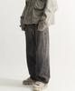 Deulouem Gradient Washed Black Wide Denim Pants (Black)