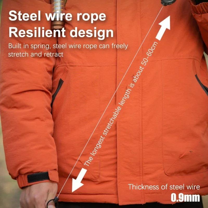Heavy Duty Retractable Pull Badges ID Reel Carabiner Steel Wire Rope Buckle Key Holder Outdoor Tools