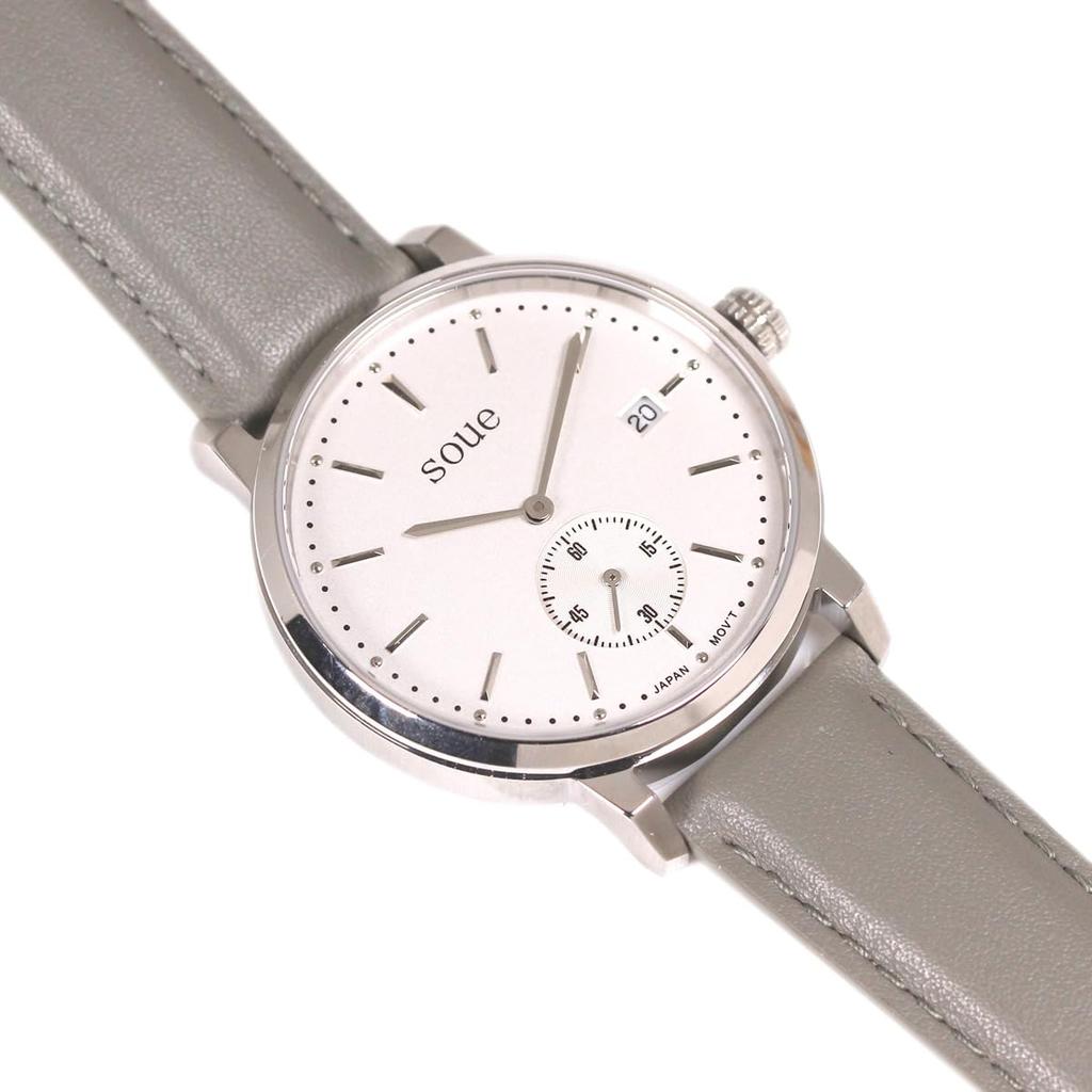 SOUE Pair Watch Classics Pair Watch Pair Couple 38mm Size Leather Belt Leather Band Gray Silver Dial [SOUE] Women's Men's Off-White