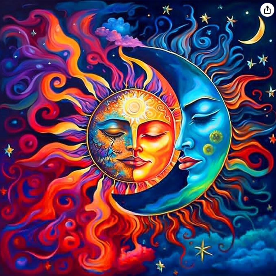 DIY Sun and Moon 5D Alien Diamond Art Set Suitable for Beginners Diamond Art Painting Set Suitable for Home Wall Decoration