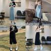 Denim Skirt Waterwash A Line Midi Skirt With Side Slit For Casual Women