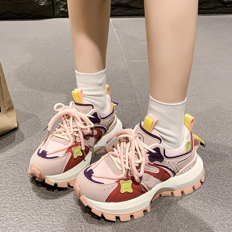 Platform-soled dad shoes women's 2025 summer new versatile heightening platform-soled casual sports shoes fashionable and lightweight Forrest Gump sh