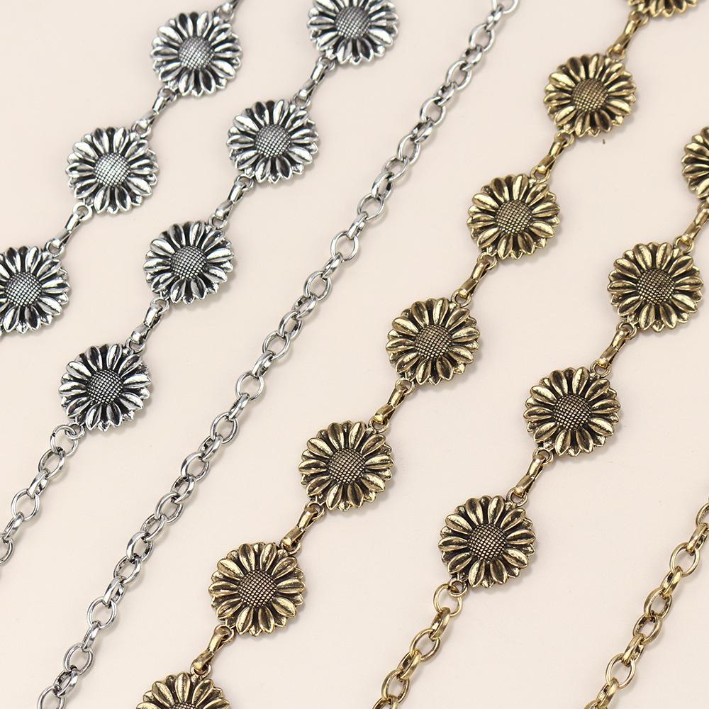 Waist Chain Women'S High Sense Women'S Retro Sunflower Summer With Skirt Metal Chain Belt