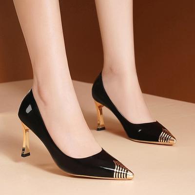 Black Special Head Spiral Pattern Women's Shoes Pointed Fine Heel Wedding High Heels