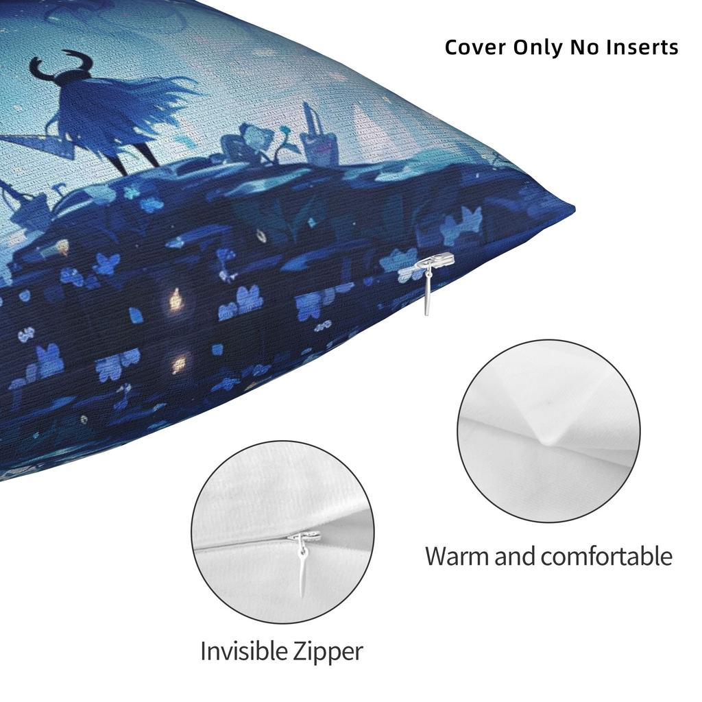 Hollow Knight Square Pillow Cases Indie Action Adventure Cushion Covers Customized Zipper Decorative Pillowcase for Living Room