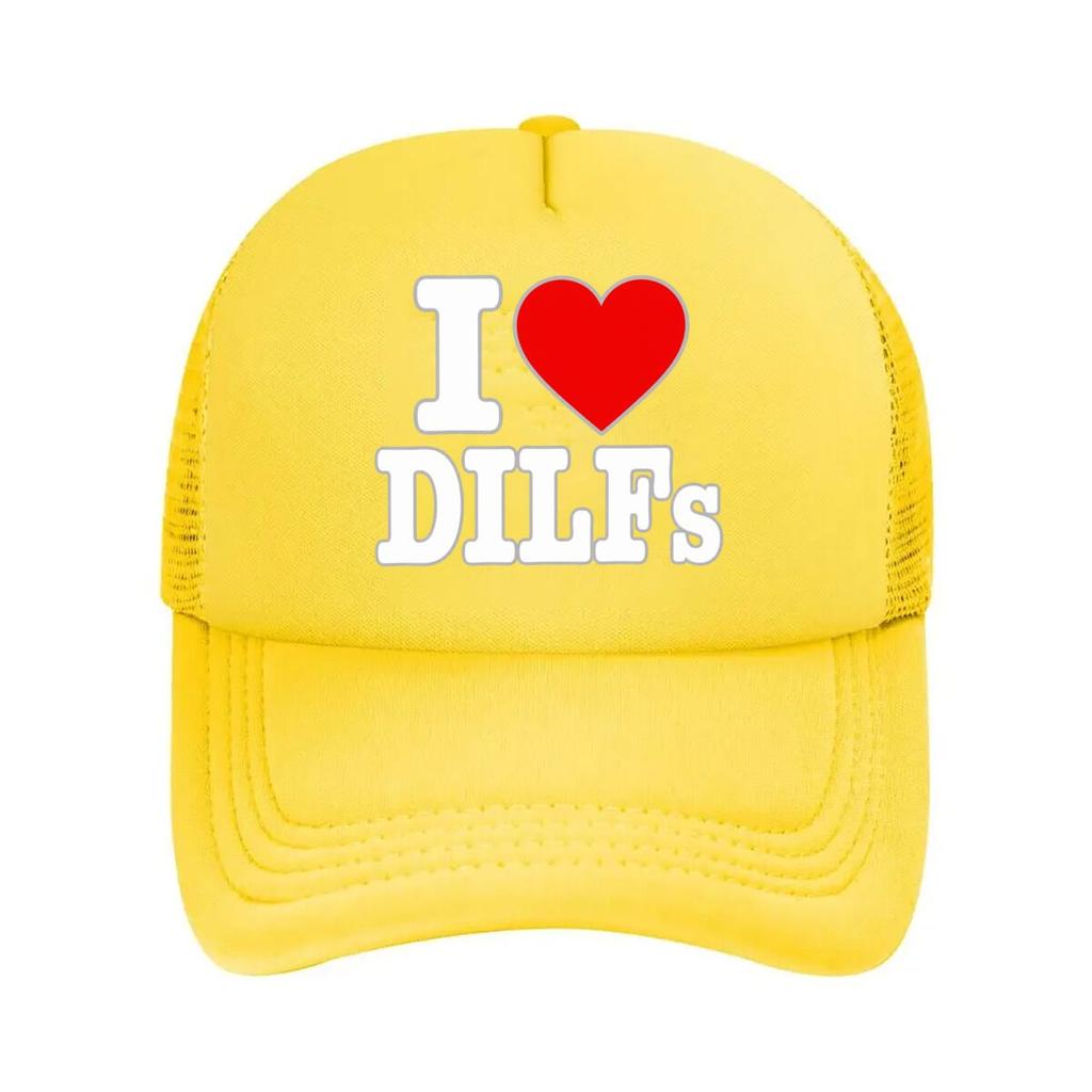 Ich liebe Dilfs Kühnes Humor Design Netz-Baseballkappe Für Damen Unisex FeUnisex Strand-Dad-Hut Hip Hop