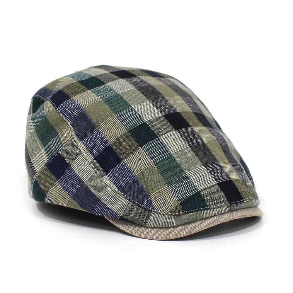 Spring and Summer Thin Hat Men's Fashion Plaid Forward Hat Cotton Cap Foreign Trade Beret