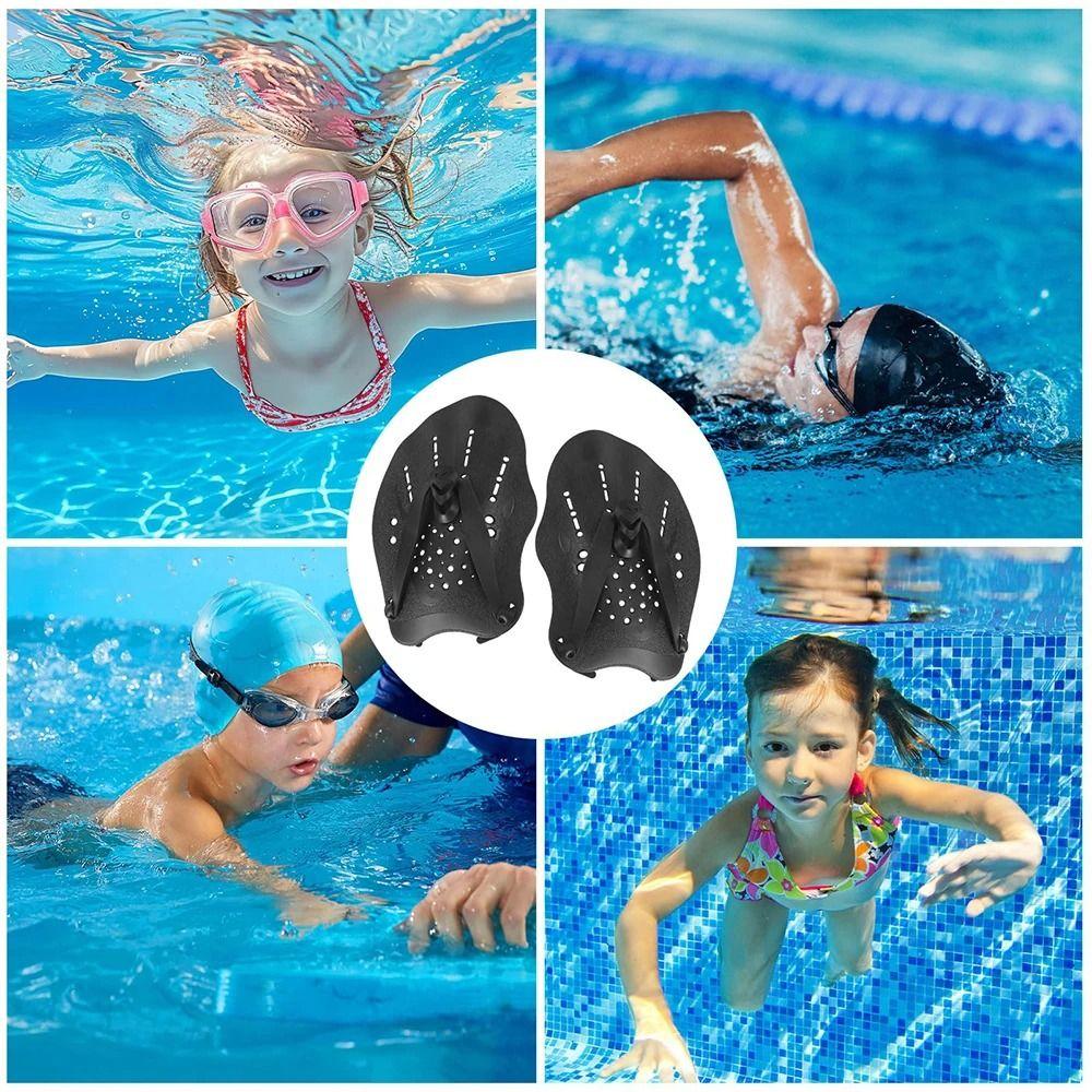1Pair Freestyle Swim Paddles With Silicone Straps Adjustable Swimming Frog Paddle Kids/Adult Hands Fins Flippers
