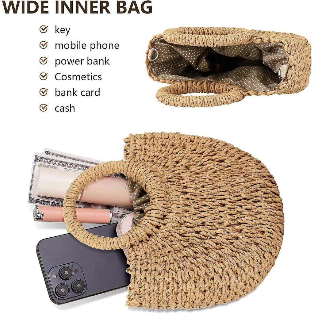 Straw Hobo Bags for Women Small Crossbody Bag Beach Purse Weave Shoulder Handbag Rattan