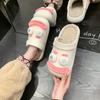 Thick-soled fleece cotton shoes, toe-wrapped half slippers, 2025 autumn/winter new cartoon fur slippers, women's outerwear