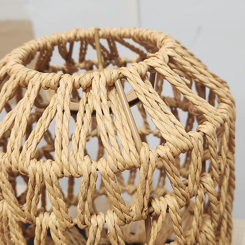 Woven Ceiling Lamp Cover Vintage Flush Mount Light Fixtures Modern Lampshade Paper Rope For E27 No Bulb