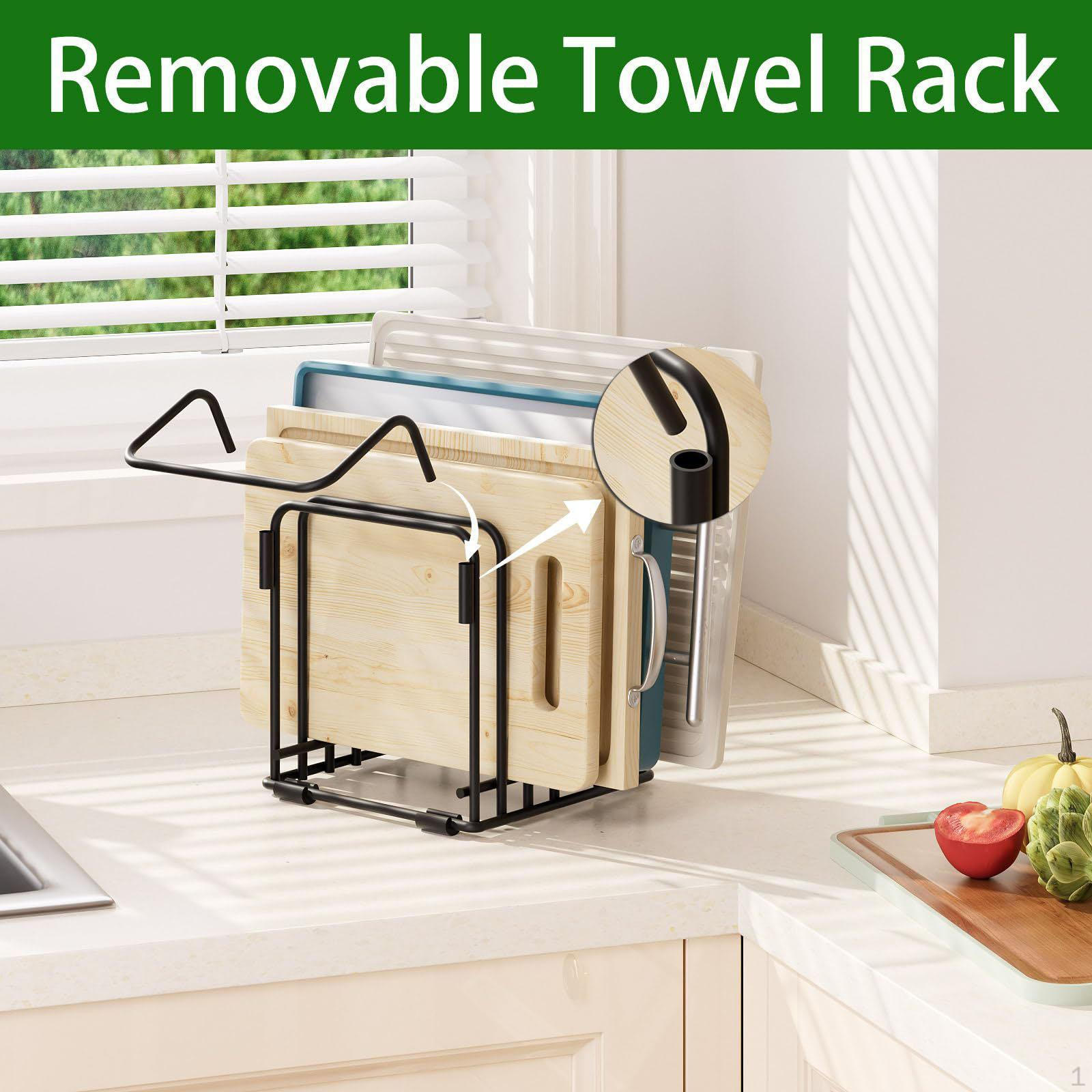 

Countertop Cutting Board Organizer Drying Rack, Cookware Holder, Pots Pan Lids