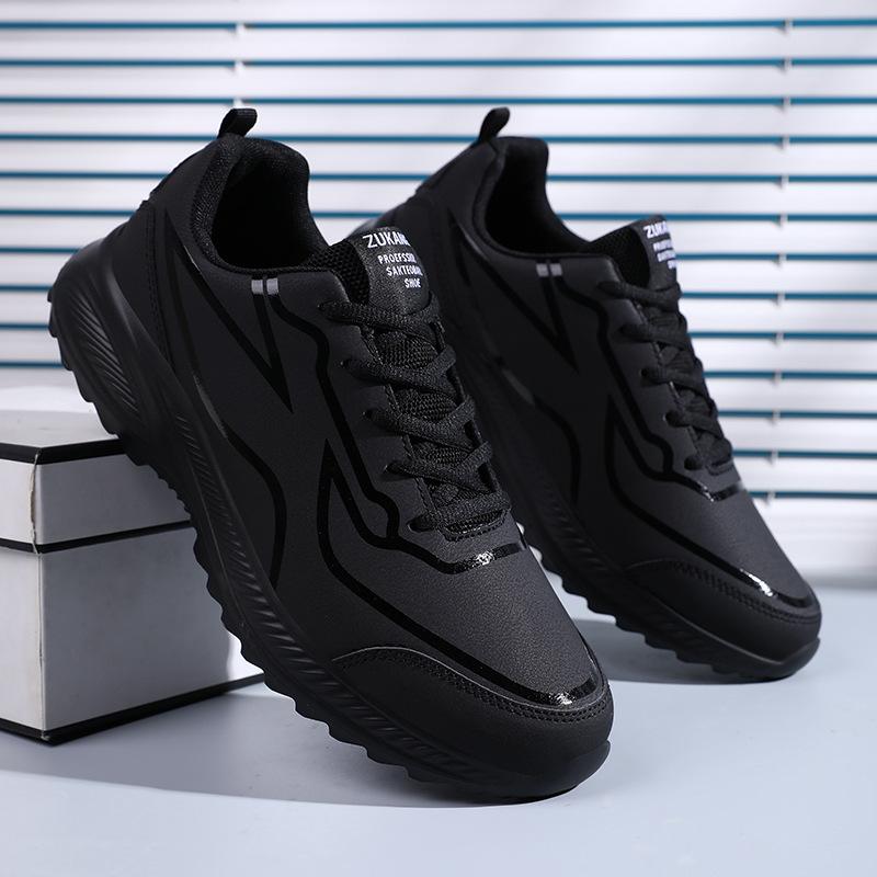 Sports Men's Shoes Autumn and Winter Large Size New Leather Waterproof Breathable Running Shoes Men's Outdoor Non-slip Wear-resistant Fashion