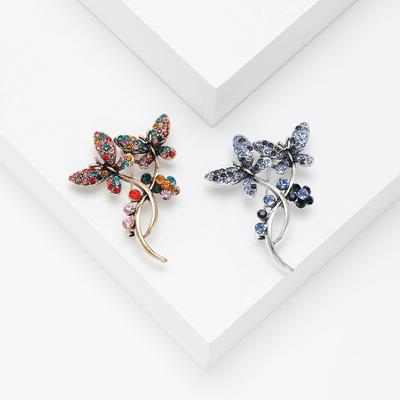 Retro Butterfly Rhinestone Brooch, Fashion Clothing Pin Temperament Simple With Jewelry Corsage
