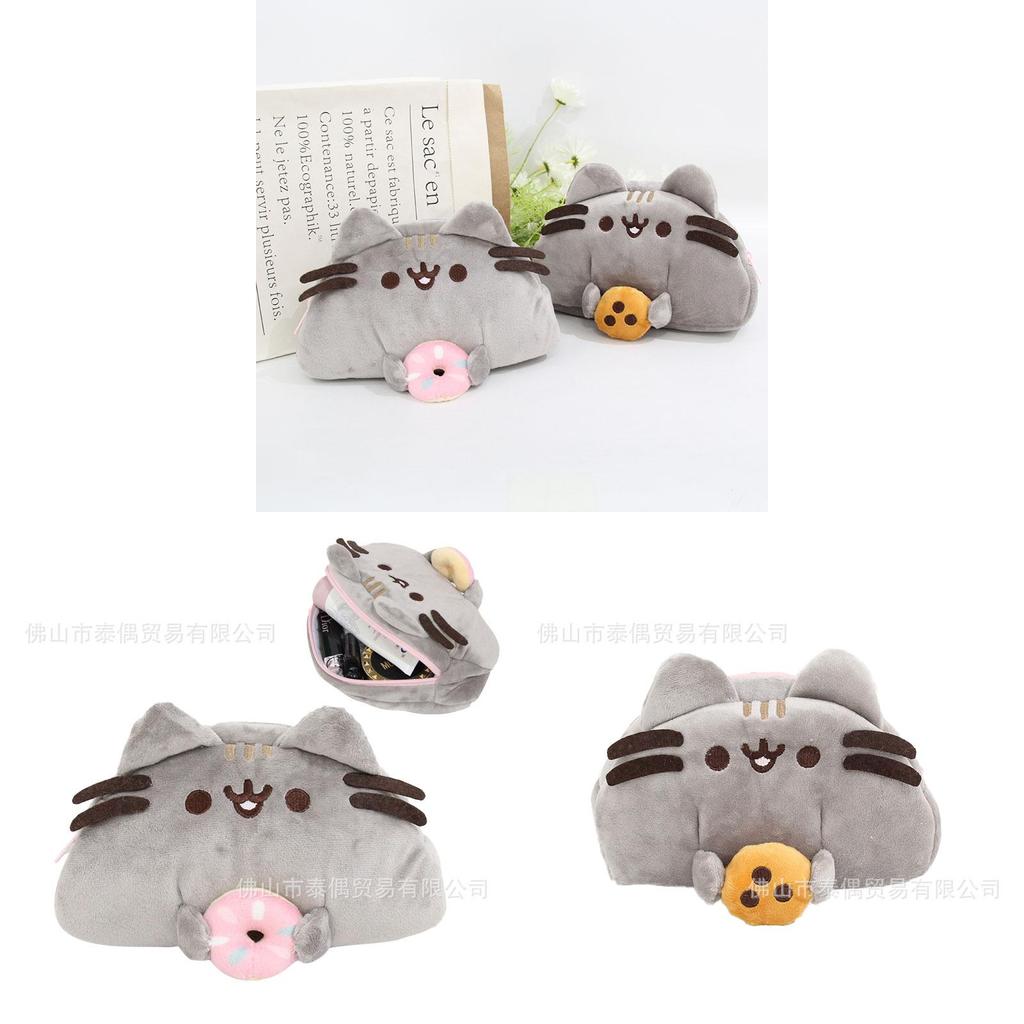 Cartoon Cute Cat Plush Makeup Bag Pen Case With Large Capacity For Girls And Teens