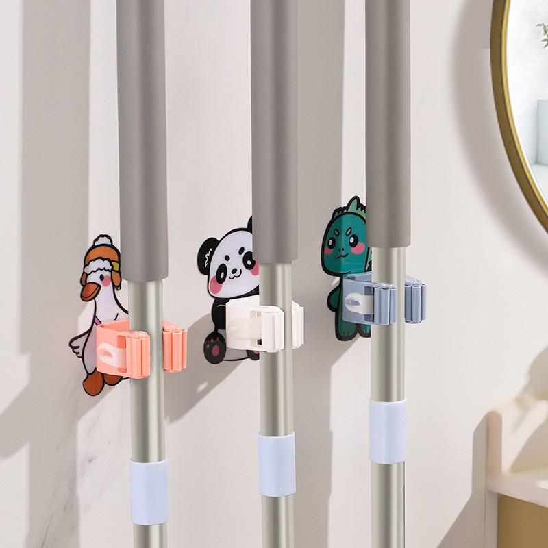 Self Adhesive Wall Mop Holder Brush Broom Organizer Rack Multi-Purpose Door Key Umbrella Hanger Hook Bathroom Toothbrush Storage