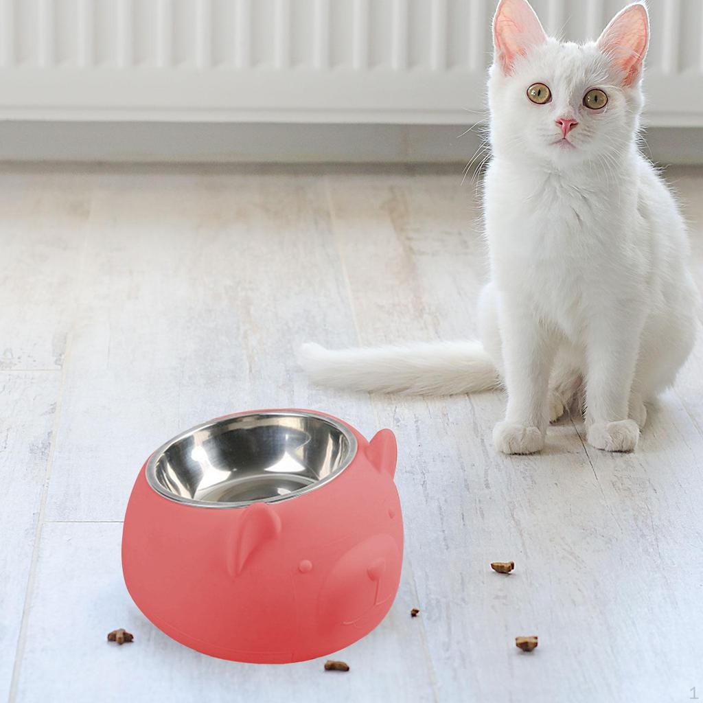 15° Tilted Dog Bowl Slanted Lightweight Cartoon Sturdy Pet Supplies Easy To Food Stainless