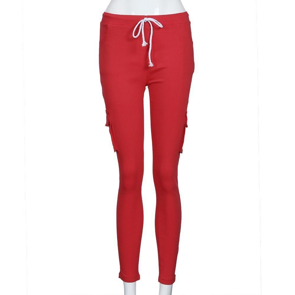 Fashionable Sexy Women High Waist Stretch Slim Casual Pants With Elegant Pockets