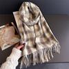 Korean Plaid Atmosphere Autumn And Winter Warm Scarf Women'S Shawl Versatile Commuter Fringed Imitation Cashmere Scarf