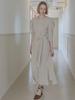 Avang Dot Pleated Puff Sleeve Dress - Ivory