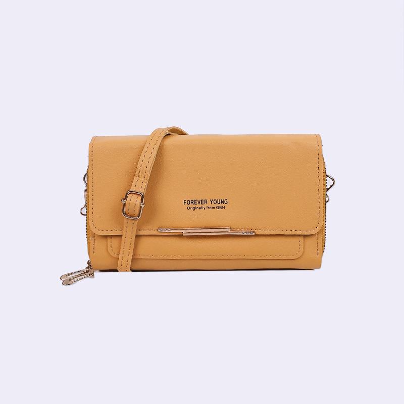 

Korean Style Women s Crossbody Mobile Phone Bag: Large Capacity, Double-Layer Coin Purse, Multifunctional Wallet жёлтый