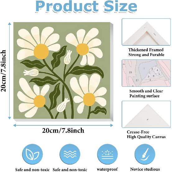 hkejoi 4 Pack Flowers Paint by Numbers Kit for Adults Framed - Small Easy Adult Paint by Numbers Kits, Acrylic Oil Painting Perfect for Home Wall