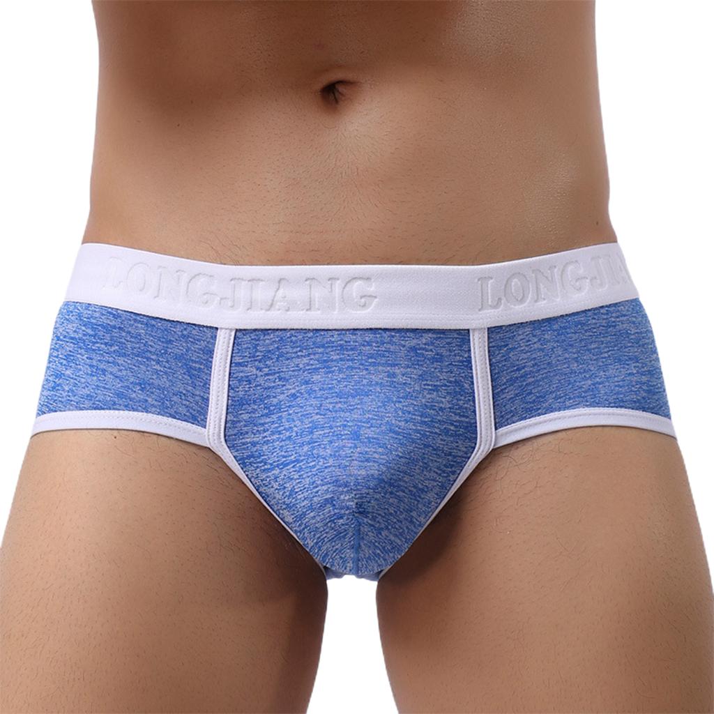 Longjiang Wide Waistband Men Soft Underwear Patchwork Briefs Ultra U Convex Mid Waist Panties For Inside Wear