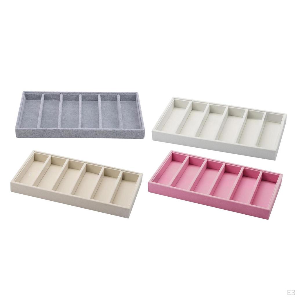 Eyeglass Display Tray, Frame Storage Box with Compartments, Velvet MDF, Secure for Valets,