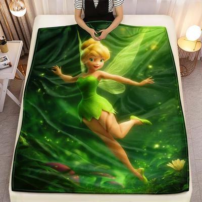 1pc Disney Magical Tinker Bell-Inspired Blanket - Soft Flannel 2D Print, Ideal for Cozy Home Decor & Camping, All-Season Gift Fo