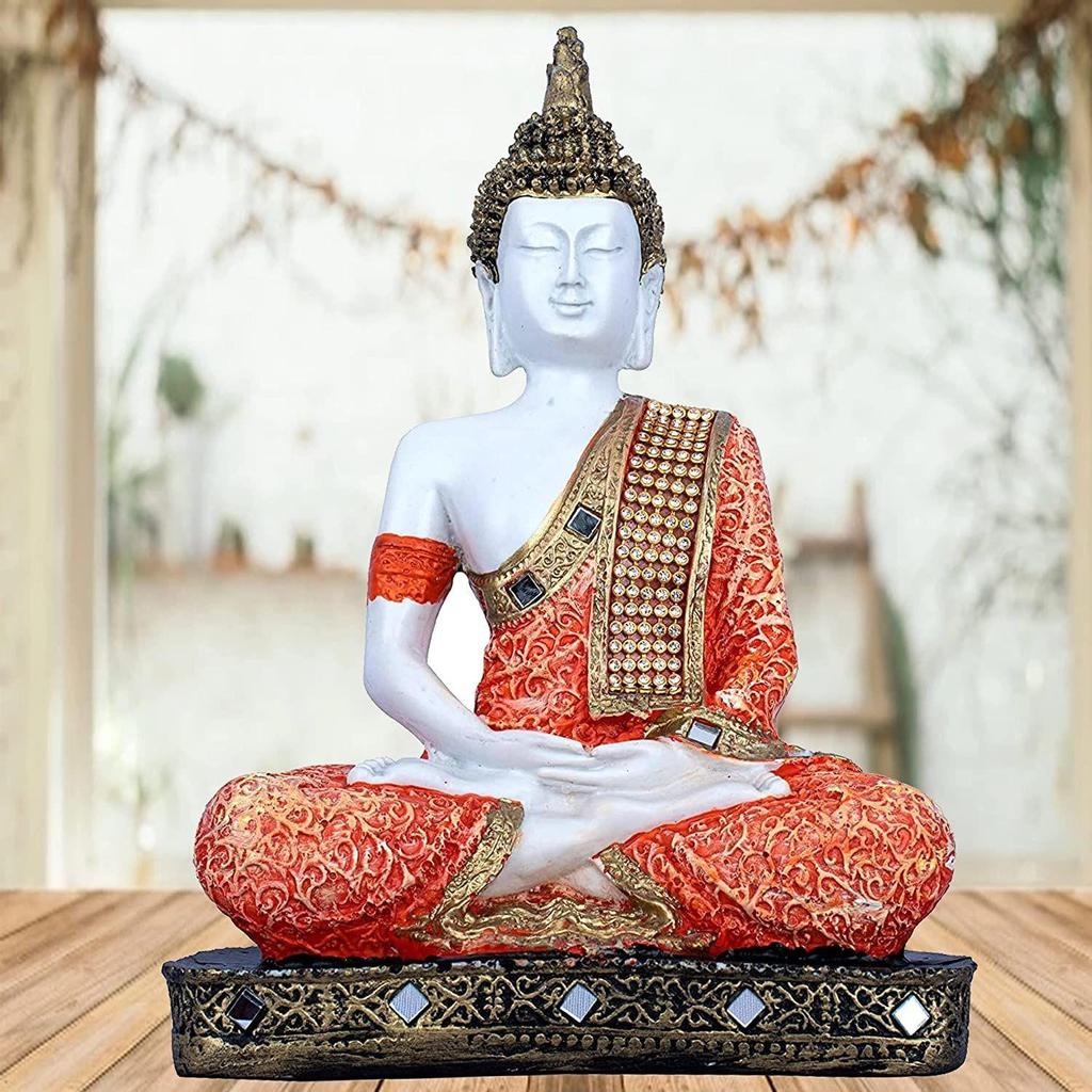 Polyresinová socha sedícího idolu Buddhy Předváděcí kus pro dekoraci domova Dárkové předměty 1 obr. (BLK růžová), Náboženský